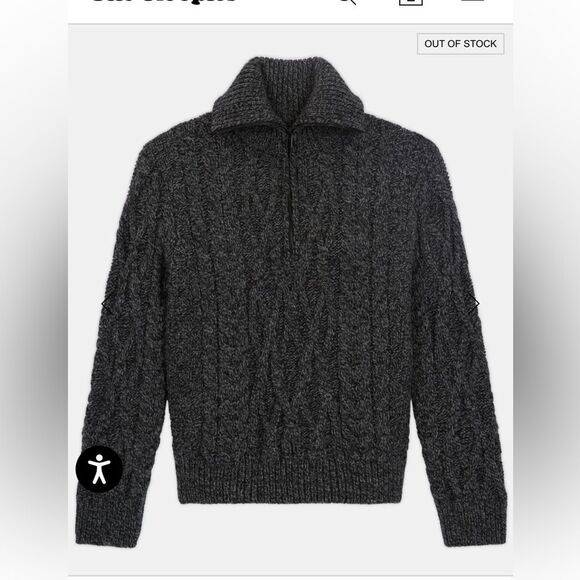 The Kooples Gray Zip Up Sweater with Cable Knit Design XS - Picture 1 of 11